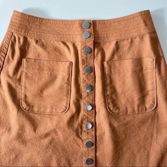 MADEWELL Burnt Sienna Button A line Skirt Raw Hem - Picture 3 of 6